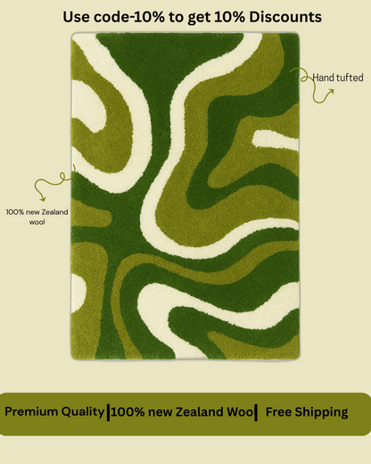 Green Mirage | Luxury Tufted Rug | 100% New Zealand Wool